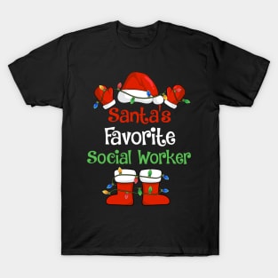 Santa's Favorite Social Worker Funny Christmas Pajamas T-Shirt